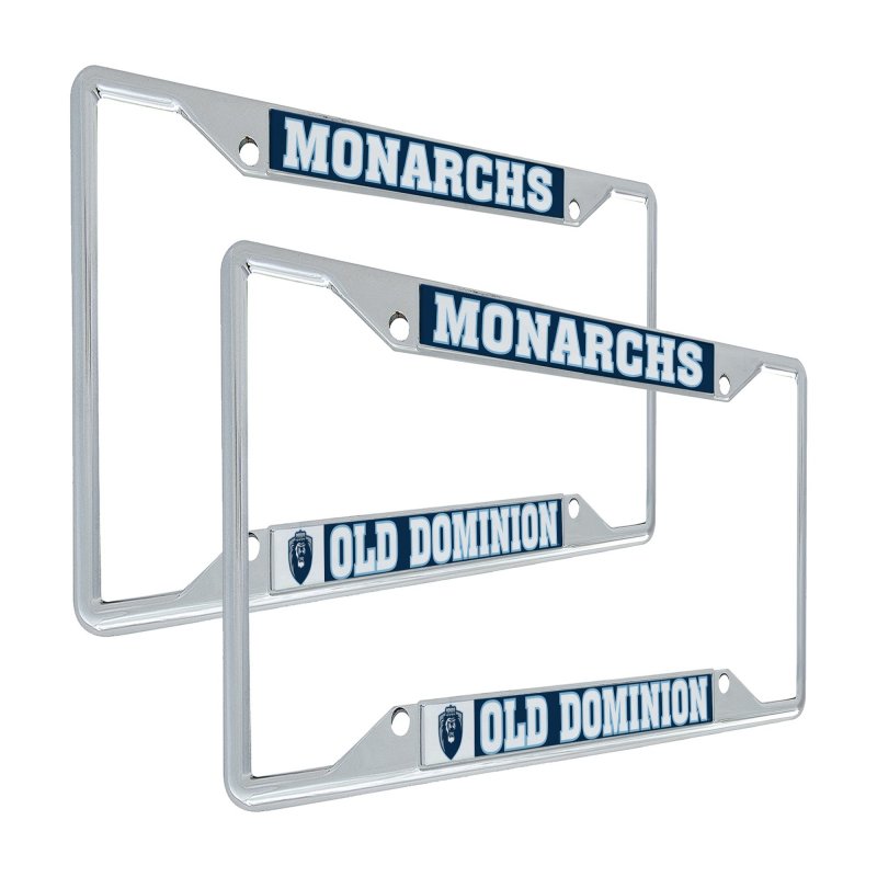 Old Dominion University Monarchs License Plate Frame Mascot 2 Pack Officially Licensed Metal Car Tag Holder 6 25 X 12 In For Us