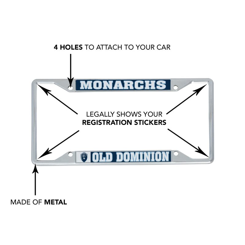 Old Dominion University Monarchs License Plate Frame Mascot 2 Pack Officially Licensed Metal Car Tag Holder 6 25 X 12 In For Us