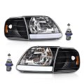 Led Drl Headlights Assembly For 1998 To 2003 Ford F150 2004 Heritage And 1997 2002 Expedition Clear Lens Black Housing Pair 