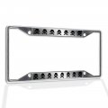 Fastasticdeals Metal Insert License Plate Frame Pirate Skeleton Skull Weatherproof Car Accessories Chrome 4 Holes Solid 