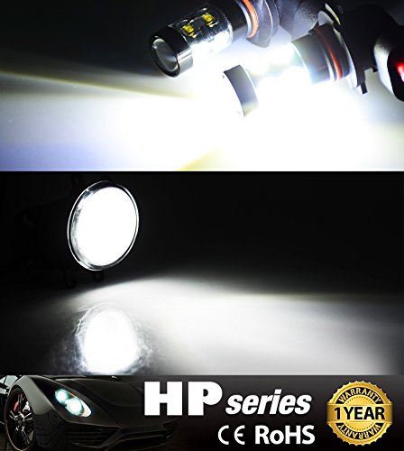 Xenon White H10/9140/9145 JDM ASTAR 2400 Lumens Extremely Bright 144-EX Chips H10 9140 9145 9050 9155 LED Fog Light Bulbs with Projector for DRL or Fog Lights 