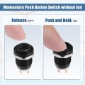 X Autohaux 2pcs 12mm Interior Momentary Push Button Switch Metal Round Start Spst 1no Ac 12-24v For Car Red Light