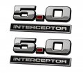 Chrome 5 0 Police Interceptor Emblems W Red Decimal Point Pair