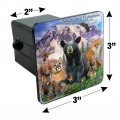 Mount Rainier National Park Washington Wa Animals Bear Fox Cougar Deer Wolf Tow Trailer Hitch Cover Plug Insert