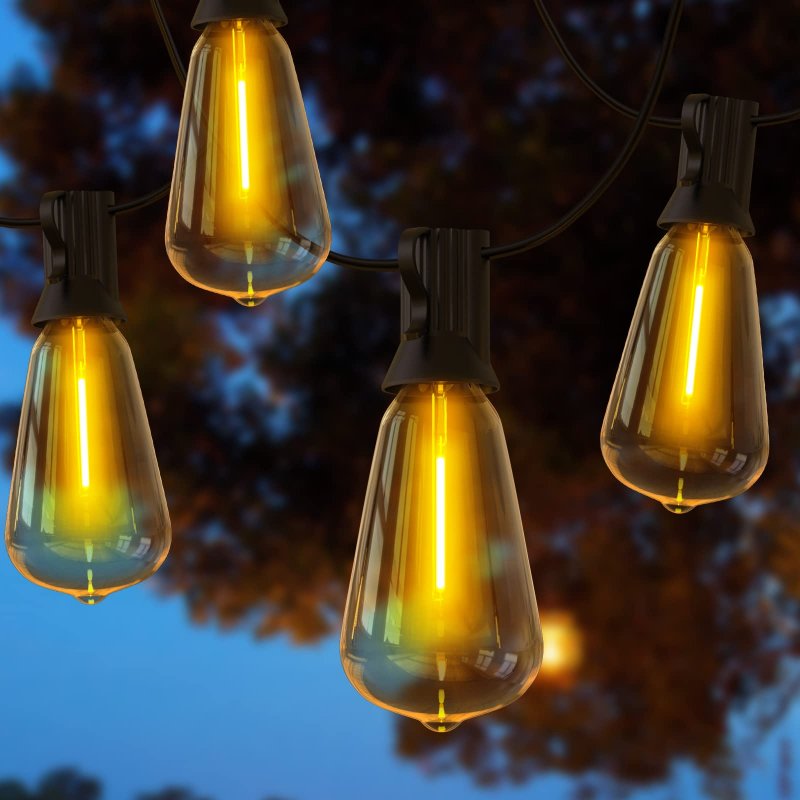 52ft Led Outdoor String Lights Patio With 27 Shatterproof St38 Vintage Edison Bulbs Waterproof Hanging For Backyard Cafe