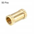 Uxcell Knurled Insert Nuts 50pcs M3 X 8mm Length 4mm Od Female Thread Brass Threaded Embedment Nut For 3d Printer