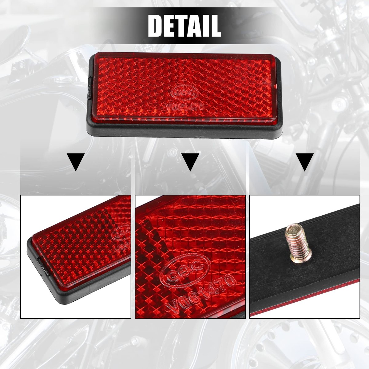 Motorbike Front Lower Fork Reflector Sticker Rear Saddlebag Reflective Cover Universal Red With Screw 4 Pcs