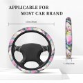 Watercolor Flower Hummingbird Steering Wheel Cover For Men Women Non-slip Elastic Universal 15 Inches Protector Car Accessories