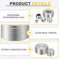 5pcs Male Thread Socket Pipe Plugs Npt 1 16 Stainless Steel Internal Hex Caps For Fitting And Sealing Silver