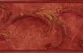 Wallpaper Border Rust Red With Gold Acanthus Leaf Architectural Scroll 