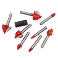 1 4 In Shank 90 Degrees V Groove Router Bit Set Carbide Tipped 2 Flute Engraving Woodworking Tools 8 Pcs Cutting Diameter To 