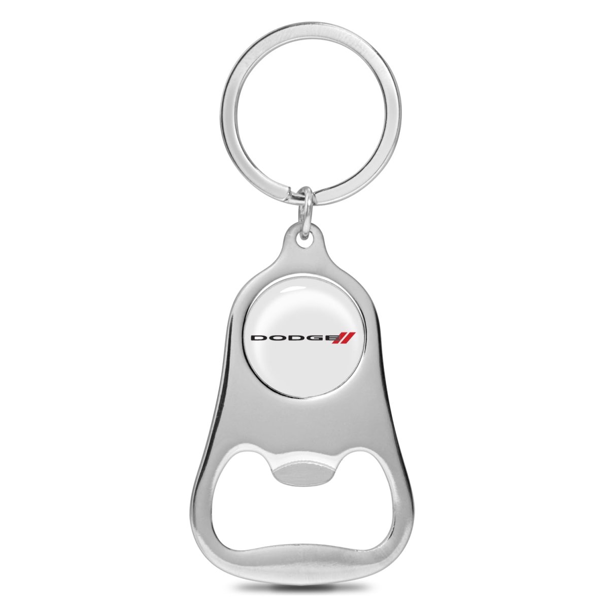 Dodge White Logo Chrome Finish Flat Bottle Opener Metal Keychain 2 25 In X 1 5 Modern Style Unisex Adult Key Chain Model Bo