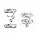 Uxcell Antique Lock Clasp Right Latch Hook Hasp 42mm X 37mm Swing Arm Plated Silver Tone 5 Pcs W Screws