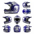 Tcmt Dot Youth Kids Motocross Offroad Street Helmet Blue Skull Motorcycle Dirt Bike Atv Goggles Gloves L