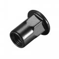 Uxcell M8 Rivet Nuts Thread Half Hexagonal Carbon Steel Zinc-plated Flat Head Threaded Insert Nut Black 20pcs
