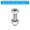 Patikil M6x20mm Hollow External Hexagon Screw 3 Set Cylindrical Lamp Threading Socket Screws Through Hole Bolt With Nut 304