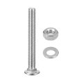 M6x50mm Square Neck Carriage Bolts With Nuts Washers 12set 304 Stainless Steel Round Head Coach Bolt Screws Silver Tone 