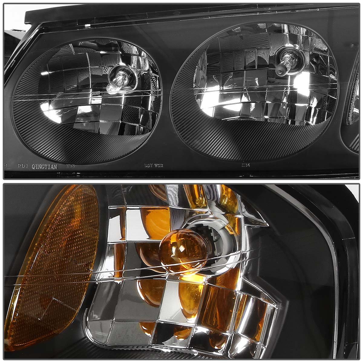 Auto Dynasty Black Housing Amber Corner Headlight Head Lamps Tool Kit For Chevy Impala 00-05