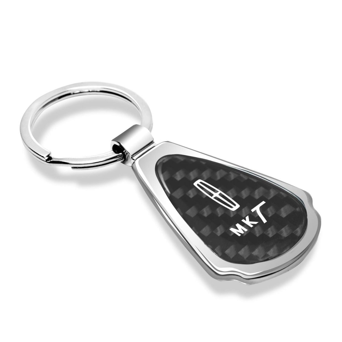 Lincoln Mkt Real Black Carbon Fiber Chrome Metal Teardrop Key Chain