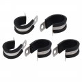 Uxcell 22mm Dia Epdm Rubber Lined P Clips Cable Hose Pipe Clamps Holder 5pcs