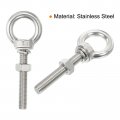 Uxcell M12x80 1 X3 15 Stainless Steel Eye Bolts Threaded Screw Eyebolt Shoulder Ring With Nuts Washers For Lifting Hanging 2