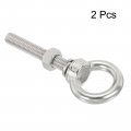Uxcell M12x80 1 X3 15 Stainless Steel Eye Bolts Threaded Screw Eyebolt Shoulder Ring With Nuts Washers For Lifting Hanging 2