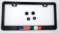 Usa Italy Italian Flag Metal Black Aluminium Car License Plate Frame Holder