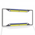 Metal Insert License Plate Frame Ukrainian Flag With Trident Ensign Weatherproof Car Accessories Chrome 4 Holes Solid 