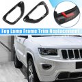 X Autohaux 1 Pair Front Fog Lights Cover For Jeep Grand Cherokee 2014-2017 Lamp Frame Trim Replacement Carbon Fiber