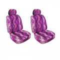 A Set Of 2 Universal-fit Safari Animal Print Low Back Seat Covers With Separate Headrest Leopard Pink 