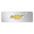 Chevrolet Golden 3d Logo 12 X 4 25 European Look Chrome Half-size Stainless Steel License Plate Official Licensed 