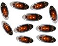 Set Of 10 Amber Oval Led Clearance Side Marker Lights With Chrome Bezel 2 In Kl-15114ae For Trucks And Trailers 