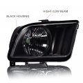 Pit66 Headlight W Bulbs For Ford Mustang 2005-2009 Driver Passenger Side Clear Lens Black Housing