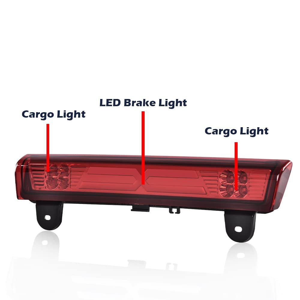 Third Led High Mount Brake Stop Light For Chevy Suburban 1500 2500 Tahoe And Gmc Yukon Xl 2000-2006 Red Lens Chrome Housing