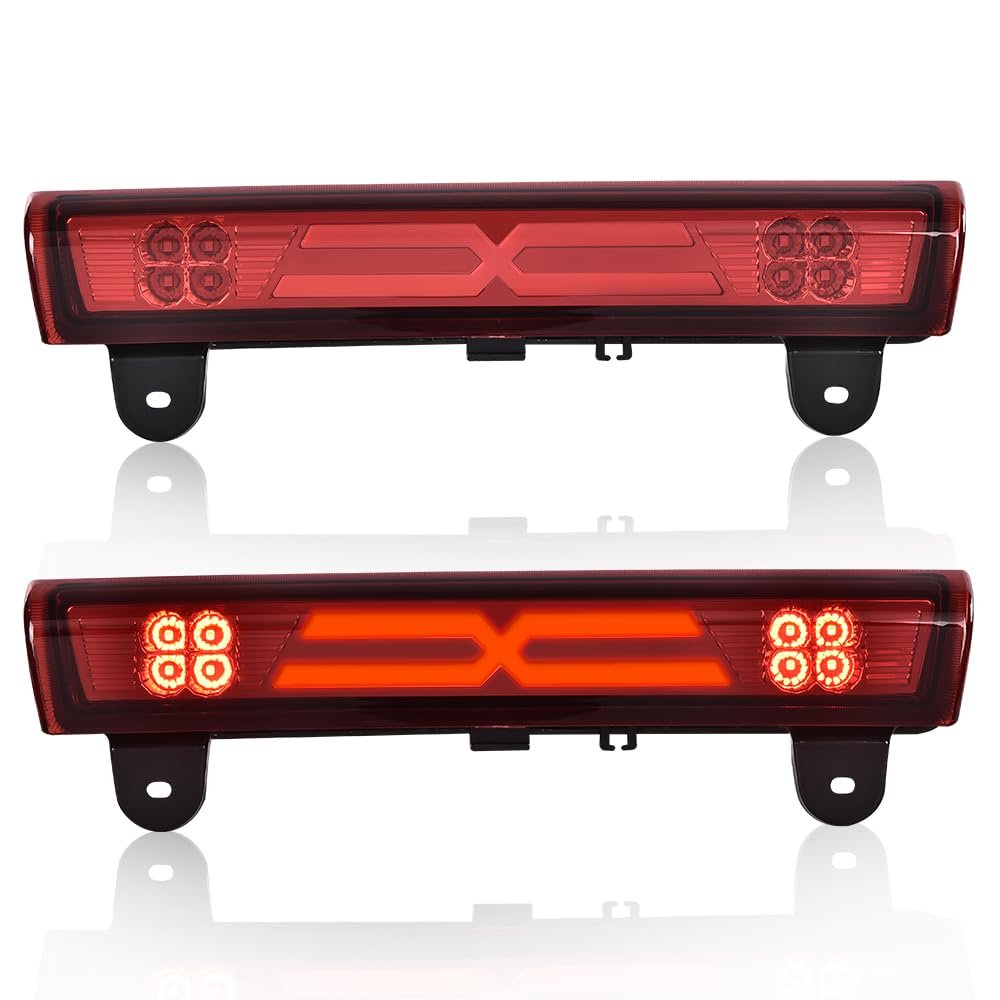 Third Led High Mount Brake Stop Light For Chevy Suburban 1500 2500 Tahoe And Gmc Yukon Xl 2000-2006 Red Lens Chrome Housing