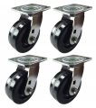 4 Heavy Duty Caster Set 5 6 Phenolic Wheels Rigid Swivel And Brake Swiwel 