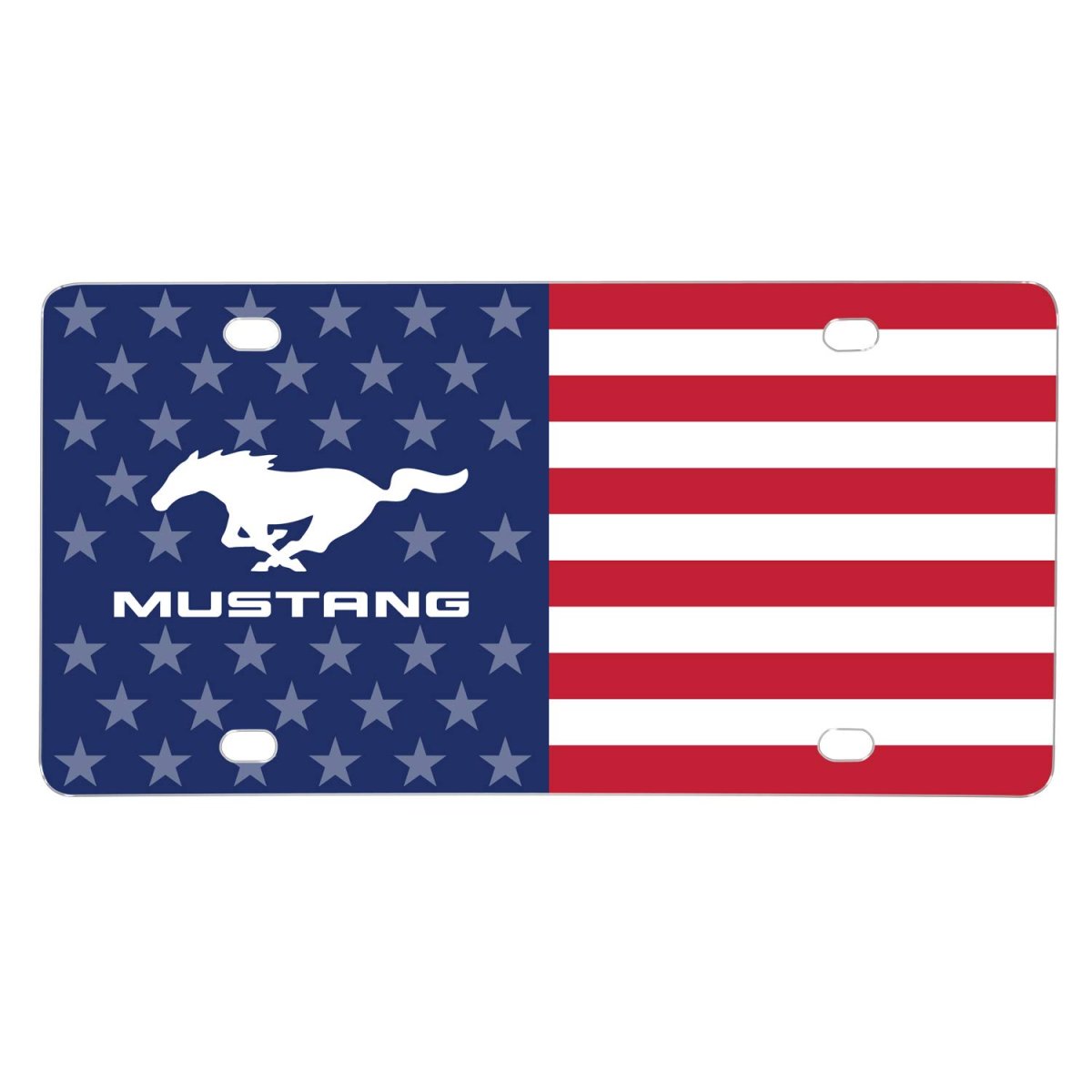 Ford Mustang Logo Usa Flag Aluminum Metal License Plate Official Licensed Graphic Universal Fit For Car Suv Truck 12 In X 6