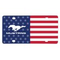 Ford Mustang Logo Usa Flag Aluminum Metal License Plate Official Licensed Graphic Universal Fit For Car Suv Truck 12 In X 6