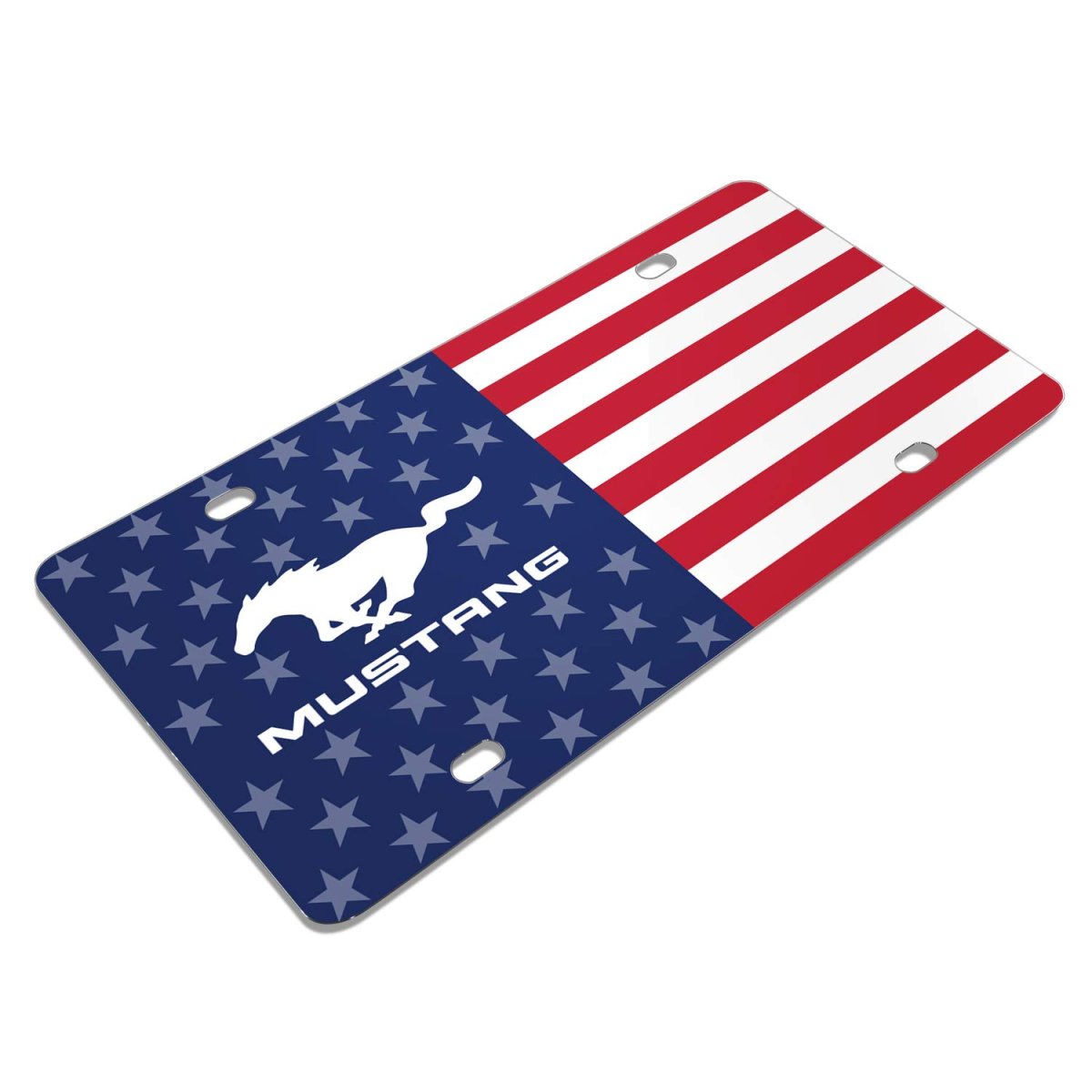 Ford Mustang Logo Usa Flag Aluminum Metal License Plate Official Licensed Graphic Universal Fit For Car Suv Truck 12 In X 6