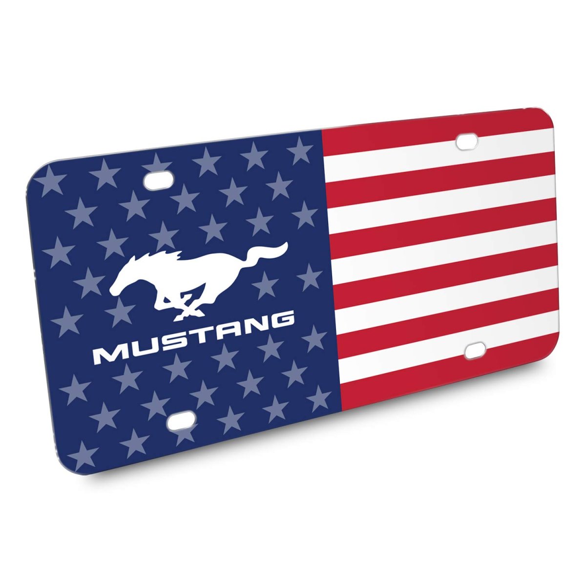 Ford Mustang Logo Usa Flag Aluminum Metal License Plate Official Licensed Graphic Universal Fit For Car Suv Truck 12 In X 6