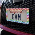 Rainbow Chevrons Zigzag Pattern License Plate Tag Frame