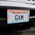 Rainbow Chevrons Zigzag Pattern License Plate Tag Frame