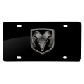 Ram Head Logo Laser Mark Matt Look Black Acrylic License Plate Official Licensed Universal Fit For Car Suv Truck 12 In X 6 