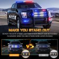 Xridonsen 2pcs 24 Inch Truck Blue White Emergency Grill Lights Strip 288 Led Grille Strobe Flashing Warning Safety Waterproof
