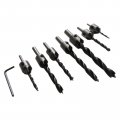 7pcs Countersink Drill Bits Set Counter Sink Bit For Woodworking Adjustable Carpentry Reamer Plated With 1 Free Hex Key Wrench