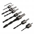 7pcs Countersink Drill Bits Set Counter Sink Bit For Woodworking Adjustable Carpentry Reamer Plated With 1 Free Hex Key Wrench