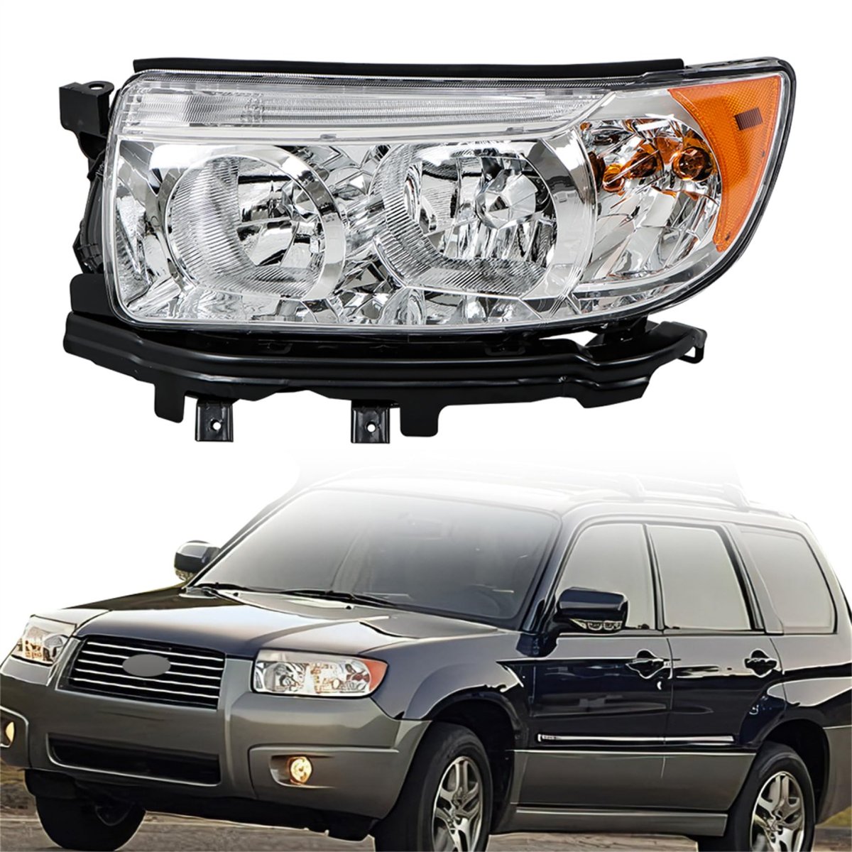 Left Side Headlight Assembly Chrome Housing Replacement Forester 2006 2007 2008 For 84001sa471