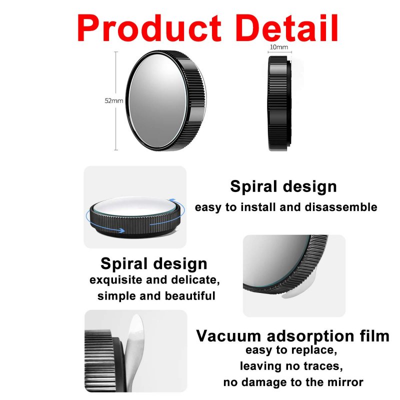 Car Blind Spot Mirror Round Hd Glass With Framed Convex Rear View Wide Angle Adjustable Sucker For Cars Suv And Trucks