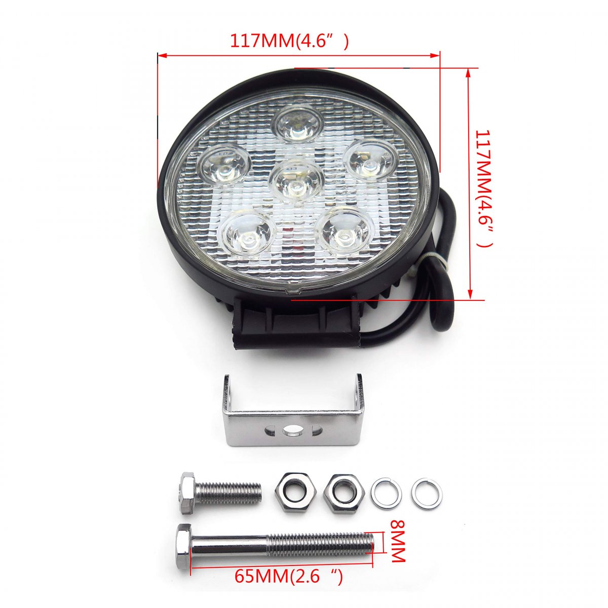 Httmt Mt371-028- Round 18w Spot Beam Led Off Road Work6 Light 12v 24v Universal Use Suv Car Truck Boat