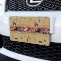 Palamino Horses Running Border Pattern Novelty Metal Vanity Tag License Plate